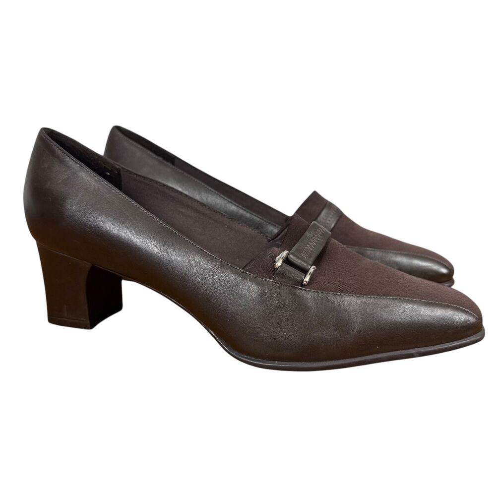 Naturalizer Edie Womens Dark Brown Leather Chunky Heels Pumps Classic Shoes 8.5